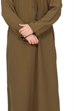 Men’s Premium Emirati Thobe with Zip and Designer Tassel - Brown