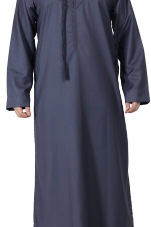Men’s Premium Emiraiti Thobe with Zip and Designer Tassel - Charcoal Grey