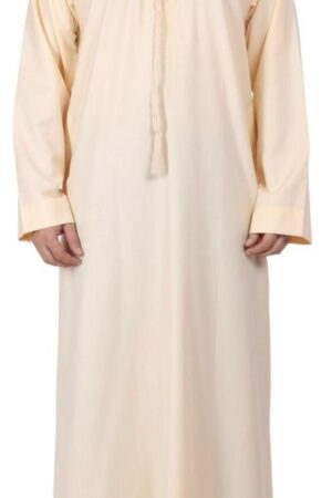 Men’s Premium Emirati Thobe with Zip and Designer Tassel - Cream