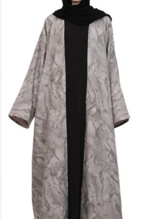 Linen Open Jacquard Abaya Taupe